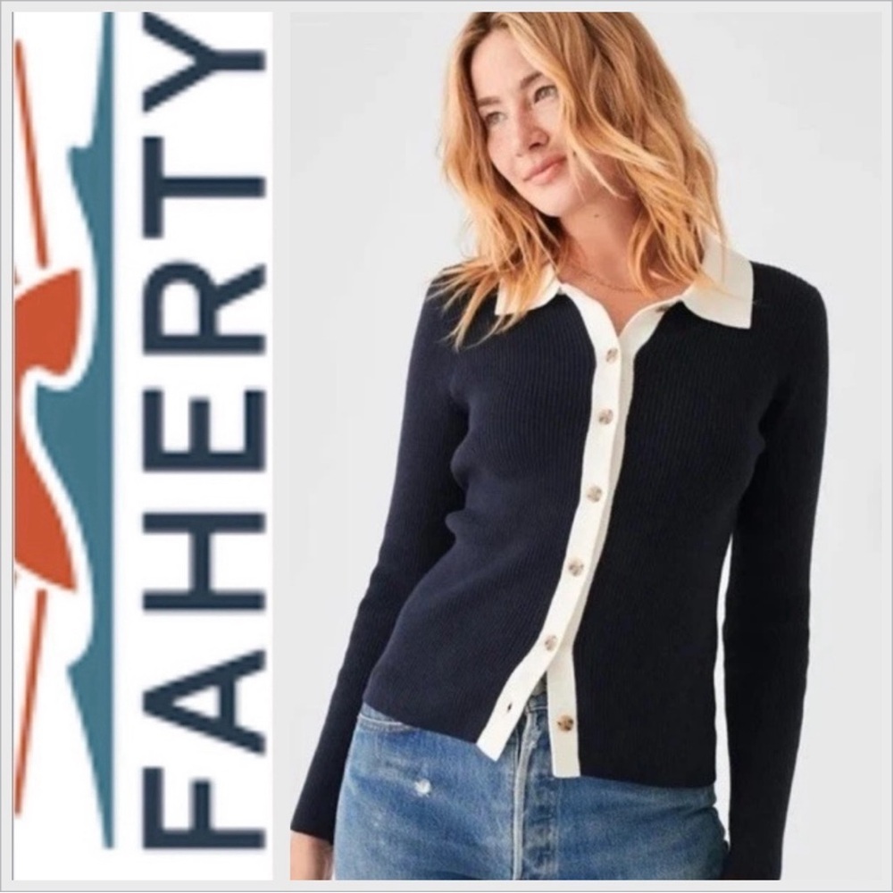 FAHERTY mikki cardigan in navy M
